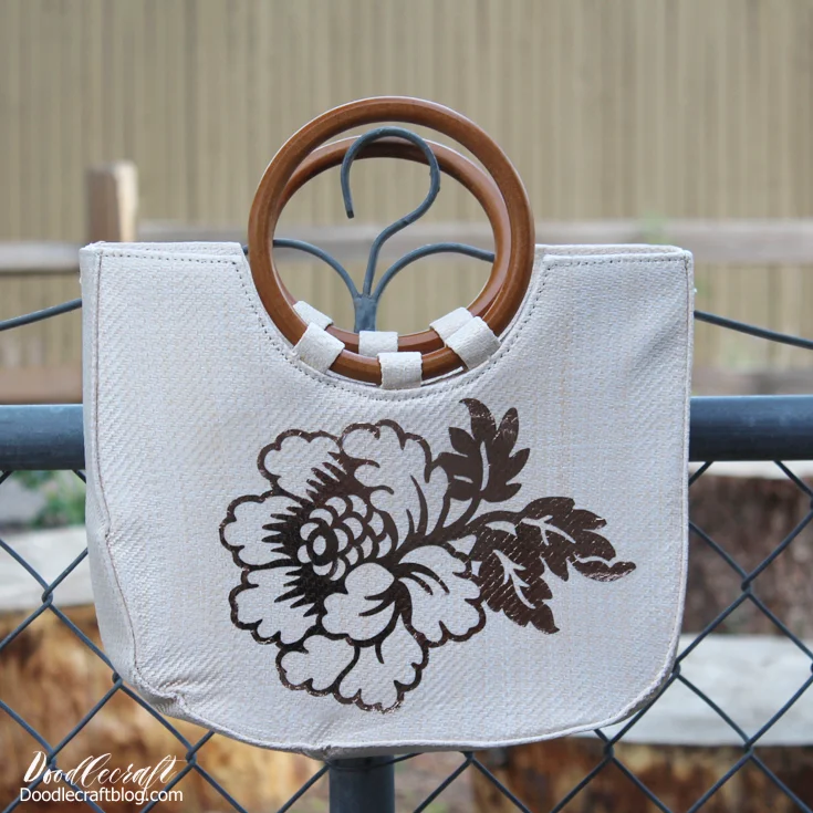 Rose Gold Foil Iron-On Vinyl on Straw Bag with Cricut!